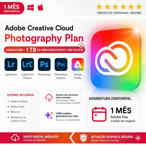 Adobe Fotografia 2026 1 TB - Código de Resgate