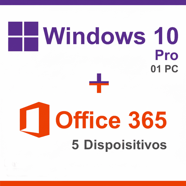 Windows 10 Pro Vitalícia + Office 365 Original para 5 Dispositivos 1 Ano