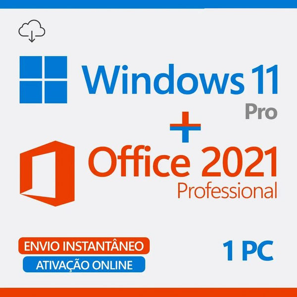 Windows 11 Pro + Office 2021 Professional Plus Licença Original Vitalícia